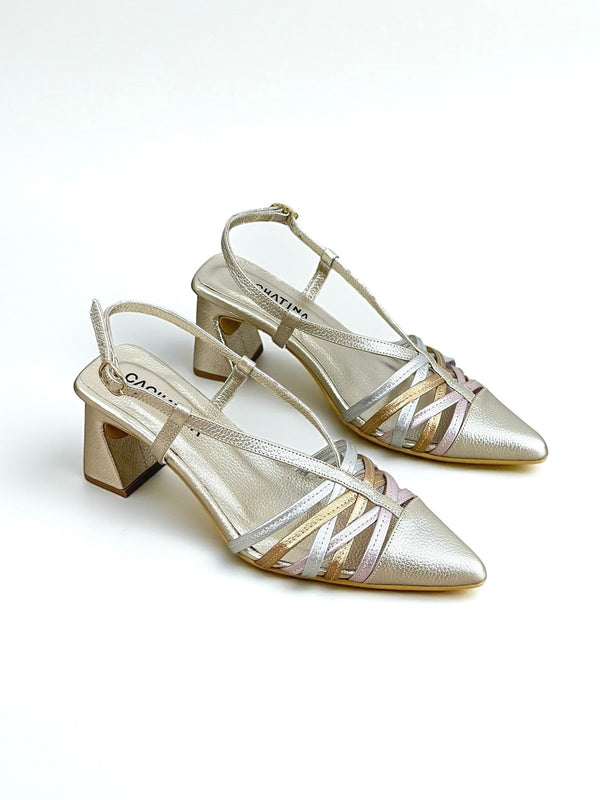 STILETTO MARU - FEDERICA ORO X PLATA X COBRE X OROROSA - TACON 5.5 - ESTILETO MUJER - CALZADO CACHATINA