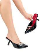 STILETTO LIU - CHAROL NEGRO X ANIMAL PRINT - TACON 7.5 - ESTILETO MUJER - CALZADO CACHATINA
