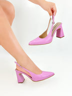 STILETTO KIIRA - CUERO BAMBIE ROSA BARBIE - TACON 7.5 - ESTILETO MUJER - CALZADO CACHATINA
