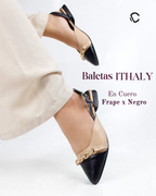 BALETA ITHALY COLORES - MOMENTOS - CUERO CHOCOLATE - CUERO FRAPPE - BALETA-CALZADO CACHATINA