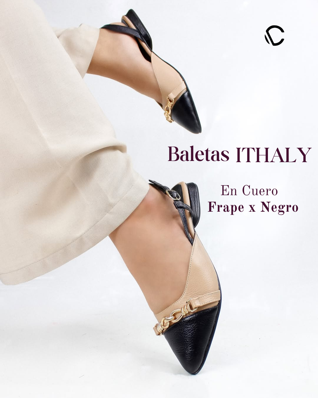 BALETA ITHALY COLORES - MOMENTOS - CUERO CHOCOLATE - CUERO FRAPPE - BALETA-CALZADO CACHATINA