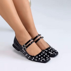 CALZADO CACHATINA - SANDALIA BALETA MUJER - PHAZE - CUERO CHAROL NEGRO