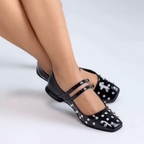 CALZADO CACHATINA - SANDALIA BALETA MUJER - PHAZE - CUERO CHAROL NEGRO