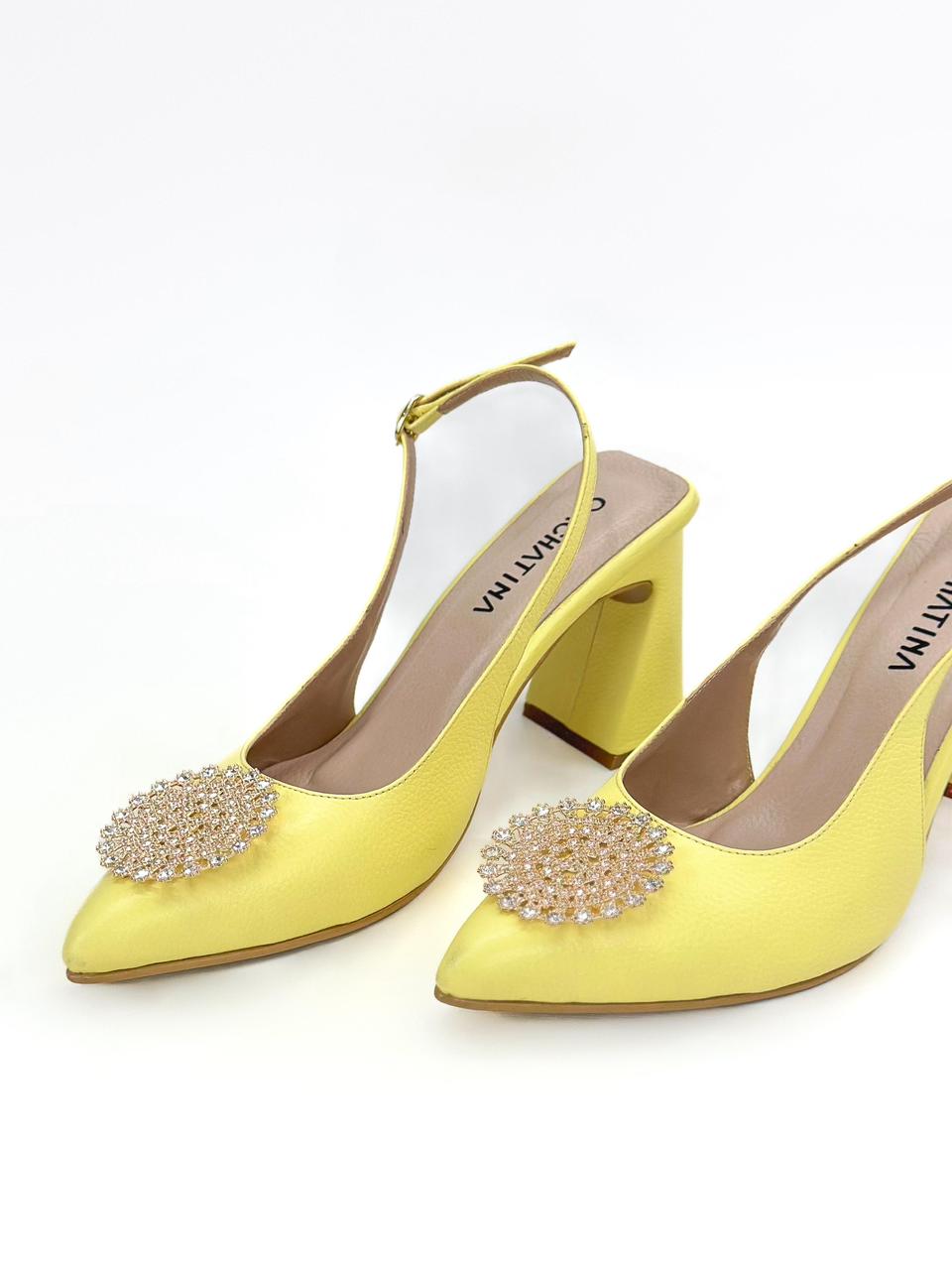 STILETTO MOA - CUERO BAMBIE AMARILLO PASTEL - TACON 7.5 - ESTILETO MUJER - CALZADO CACHATINA