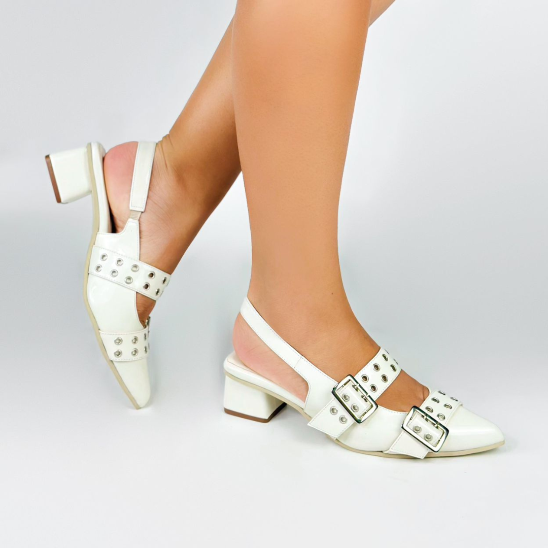 YUNARY - CALZADO CACHATINA - ESTILETO MUJER - CUERO CHAROL TALCO - TACON 3.5 (5.5 CM)