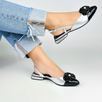 CALZADO CACHATINA - ZUECO MUJER - ELVA 2 - CUERO PLATEADO X NEGRO