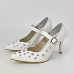 TALI - CALZADO CACHATINA - ESTILETO MUJER - CUERO BLANCO - TACON 7.5 (10 CM)