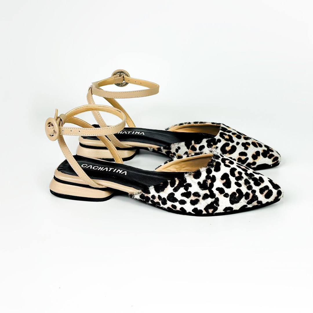 CALZADO CACHATINA - ZUECO MUJER - IVET - CUERO ANIMAL PRINT X FRAPE