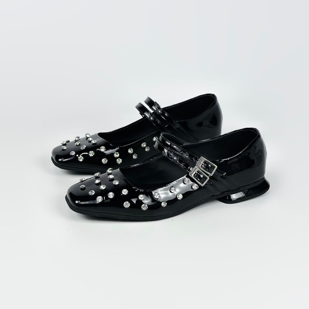 CALZADO CACHATINA - SANDALIA BALETA MUJER - PHAZE - CUERO CHAROL NEGRO