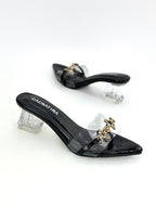 TACON NINA - NEGRO MOJADO X ACETATO - TACON CRISTAL 3.5  - TACON MUJER - CALZADO CACHATINA
