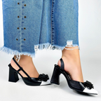 ESME - CALZADO CACHATINA - ESTILETO MUJER - CUERO NEGRO X CUERO BLANCO - TACON 7.5 (10 CM) 