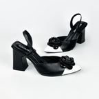 ESME - CALZADO CACHATINA - ESTILETO MUJER - CUERO NEGRO X CUERO BLANCO - TACON 7.5 (10 CM) 