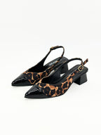 STILETTO ROSE STORE - TEXTIL TIGRILLO X CUERO CHAROL NEGRO