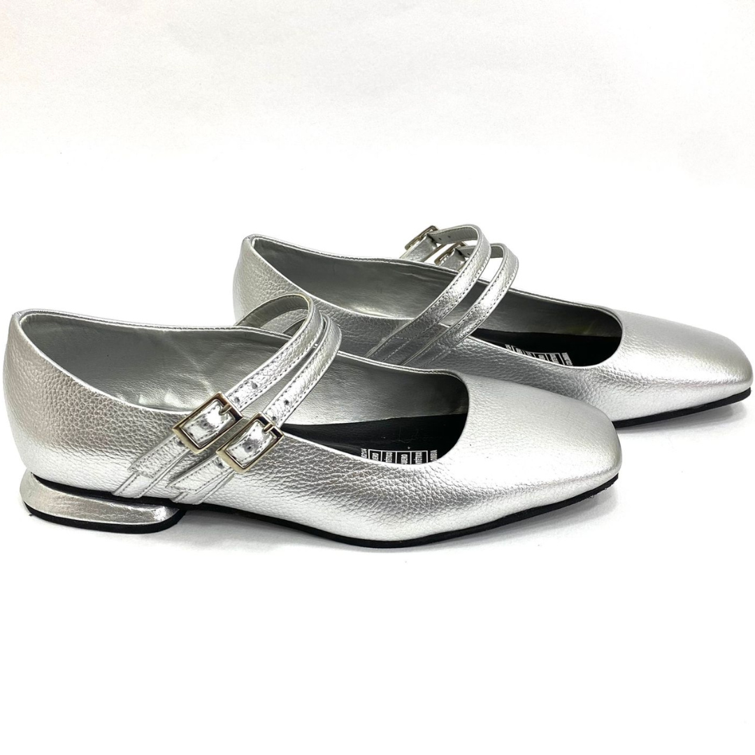 CALZADO CACHATINA - SANDALIA BALETA MUJER - EUGENIA - CUERO PLATEADO