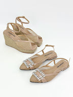 BALETA FIONI - MALLA BEIGE X CHAROL TAUPE - TACON 1.5- BALETA- CALZADO CACHATINA
