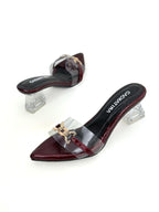 TACON NINA - VINOTINTO MOJADO X ACETATO - TACON CRISTAL 3.5  - TACON MUJER - CALZADO CACHATINA