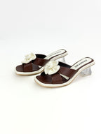 TACON JANINE -CUERO CHOCOLATE AVELLANA X TALCO - TACON CRISTAL 3.5  - TACON MUJER - CALZADO CACHATINA