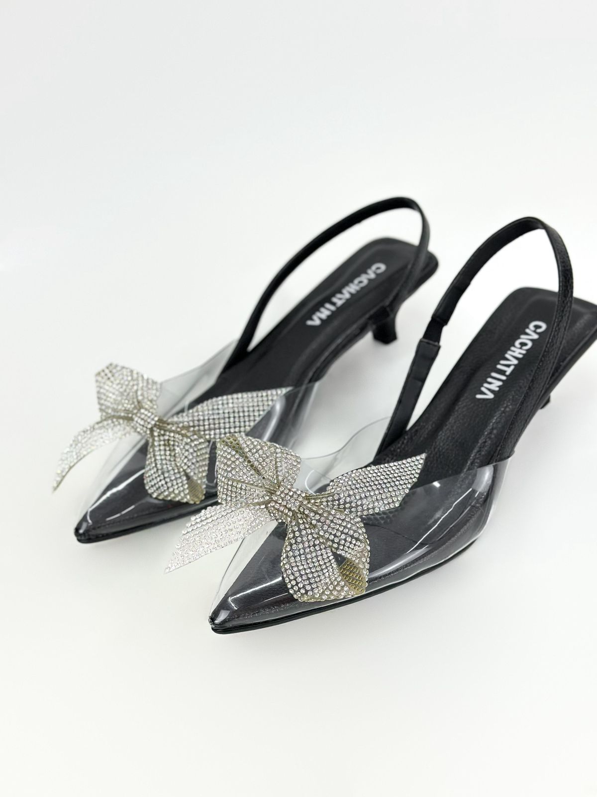 STILETTO OCAI- ACETATO x BAMBIE NEGRO - TACON PUNTILLA- ALTURA 3.5 - CALZADO CACHATINA