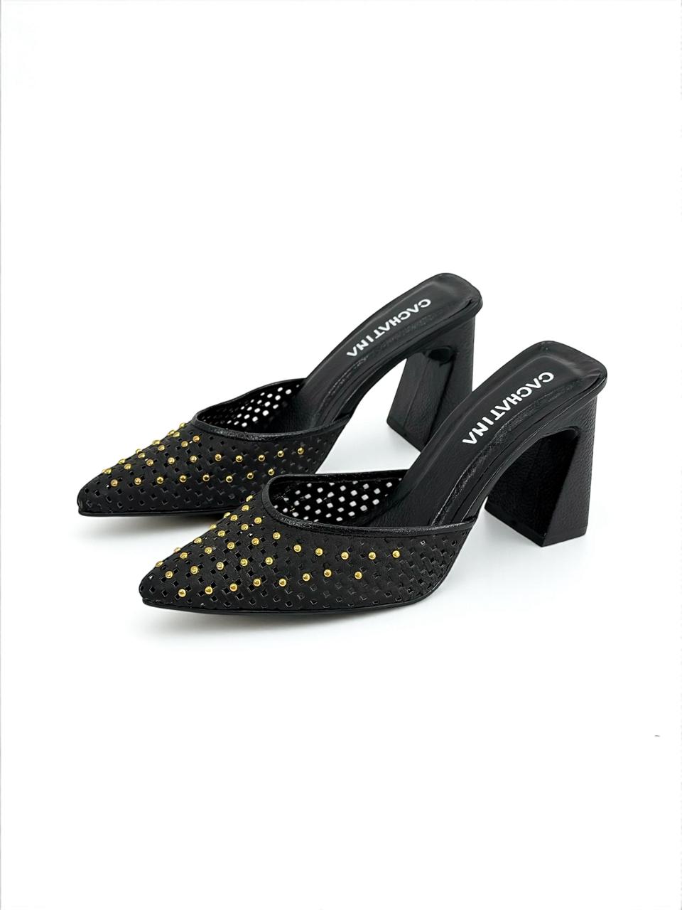 STILETTO JEN - BAMBIE NEGRO - TACON 7.5 - ESTILETO MUJER - CALZADO CACHATINA