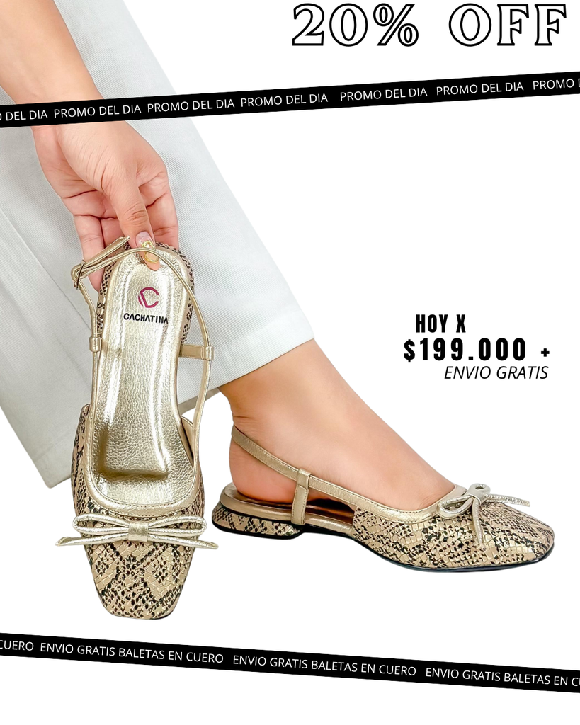 MANDALA STORE - COBRA DORADO x CONFECCION DORADO -BALETA-CALZADO CACHATINA