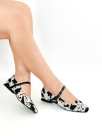 BALETA LUPE -PRINT VACA X BAMBIE NEGRO - TACON 1.5- BALETA- CALZADO CACHATINA