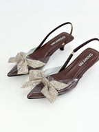 STILETTO OCAI- ACETATO x BAMBIE CHCOLATE AVELLANA - TACON PUNTILLA- ALTURA 3.5 - CALZADO CACHATINA