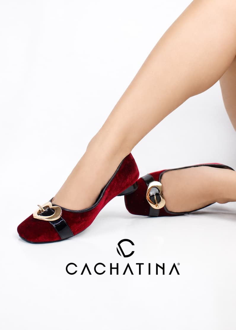 BALETA COLMAR - TERCIPELO ROJO X NEGRO - ALTURA 1.5
