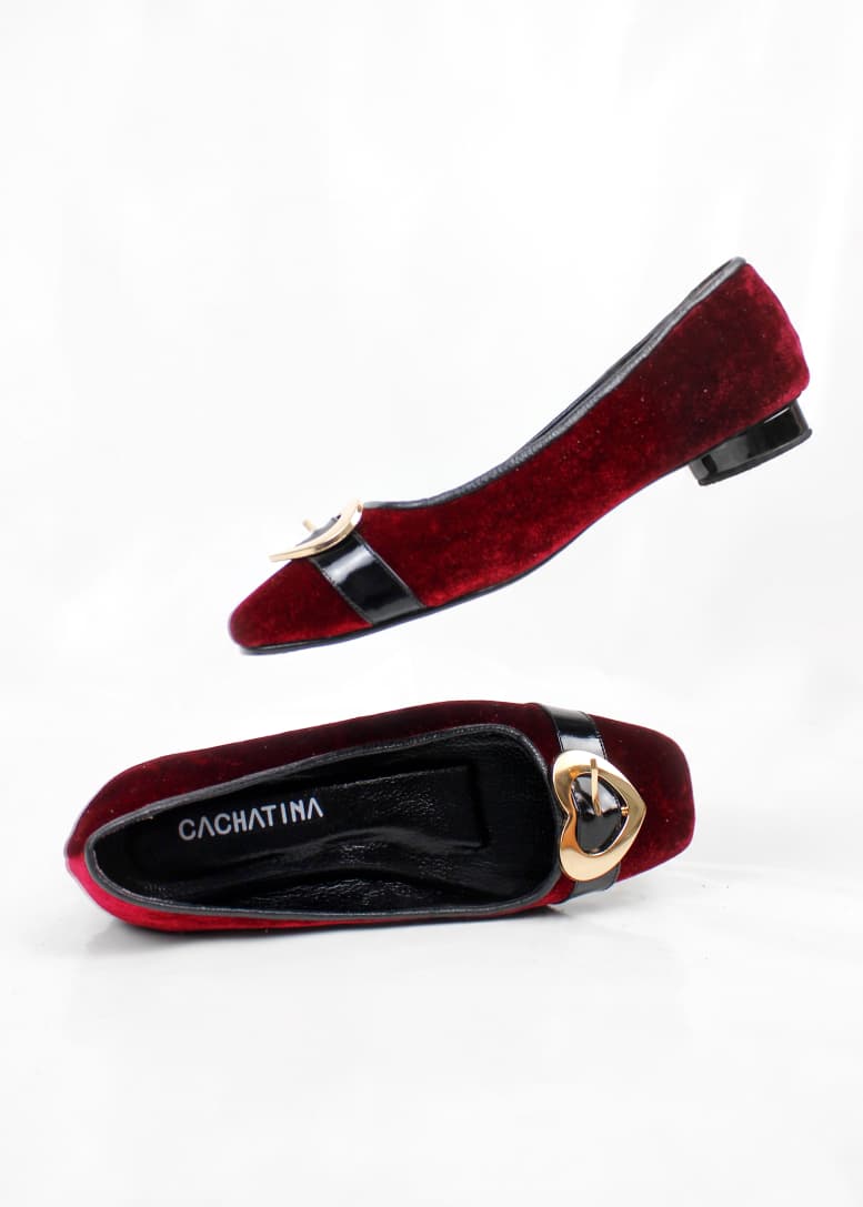 BALETA COLMAR - TERCIPELO ROJO X NEGRO - ALTURA 1.5