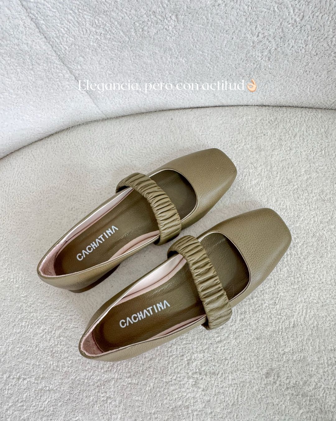 BALETA PARIS STORE - CUERO VERDE OLIVA - CALZADO CACHATINA