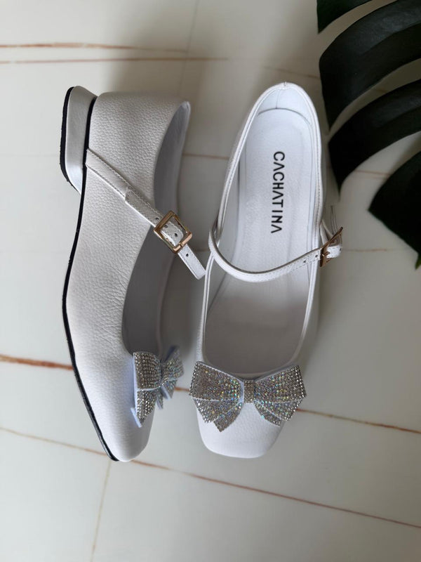 BALETA ALIRA - CUERO BAMBIE BLANCO - CALZADO CACHATINA