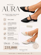 BALETA AURA - CONFECCION NEGRO Y TALCO - CALZADO CACHATINA