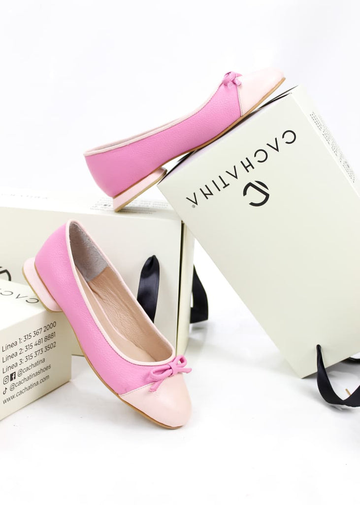 BALETA KISUMO - CUERO ROSA BARBIE X NUDE - CALZADO CACHATINA