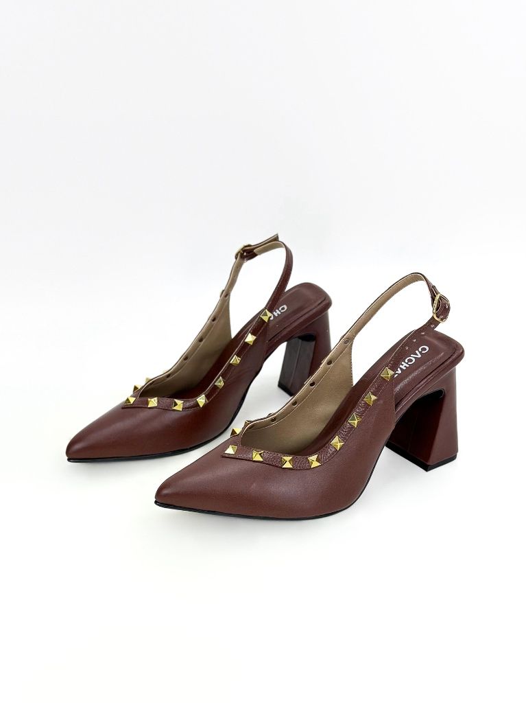 STILETO MUSCAT - CUERO CHOCOLATE - ALTURA 7.5 (10 CM) - CALZADO CACHATINA
