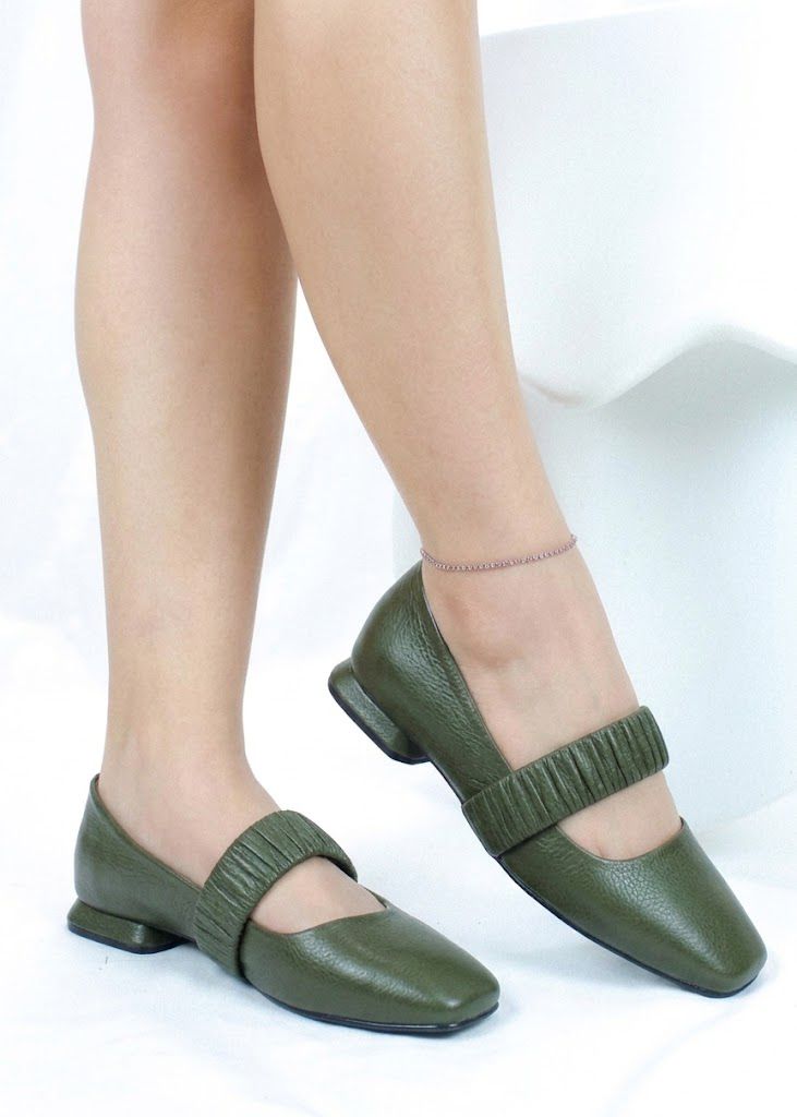 BALETA PARIS - CUERO VERDE MILITAR - CALZADO CACHATINA