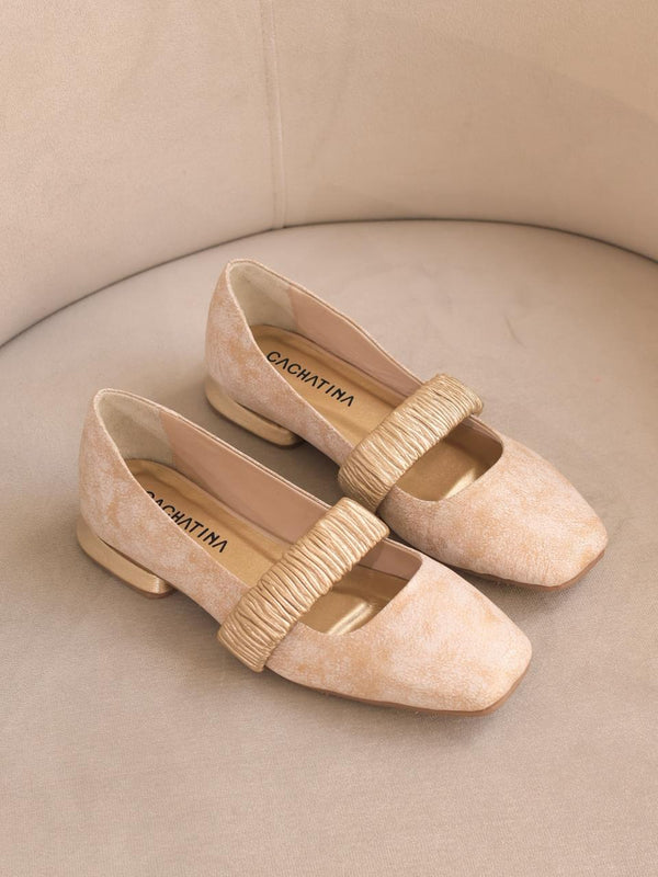 BALETA PARIS - CUERO VINTAGE FANTA ROSA X ORO - CALZADO CACHATINA