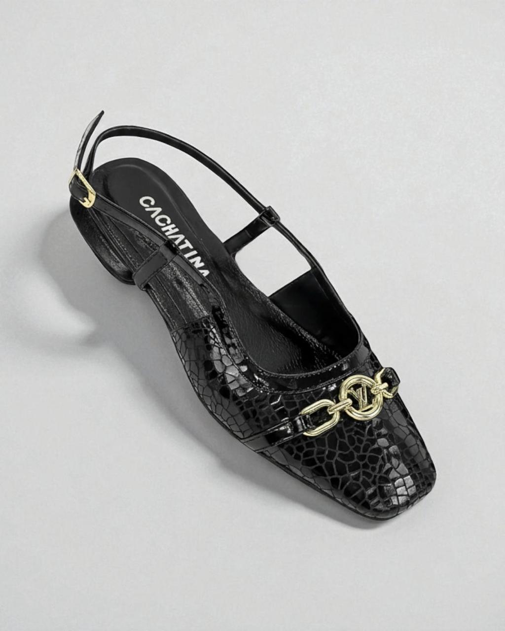 BALETA STAR - FOLIA AMBAR NEGRO - CALZADO CACHATINA