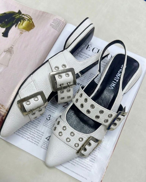 BALETA YUNA - CUERO BLANCO - CALZADO CACHATINA