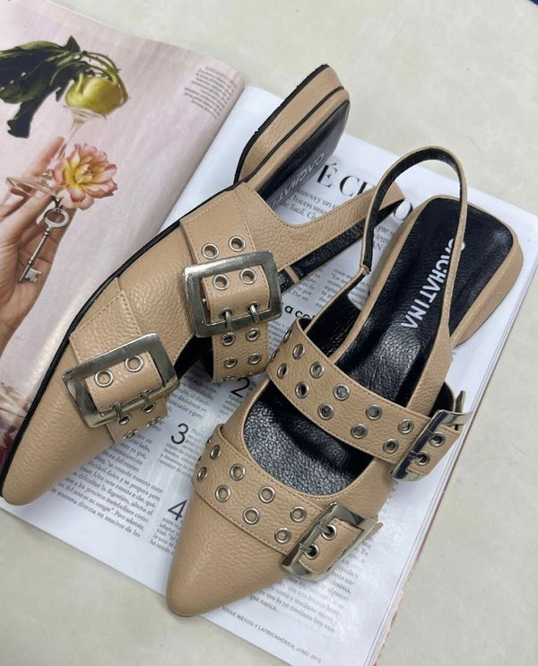 BALETA YUNA - CUERO TAUPE - CALZADO CACHATINA