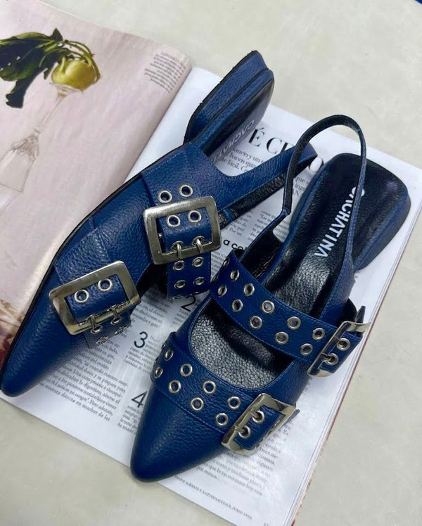 BALETA YUNA - CUERO AZUL - CALZADO CACHATINA