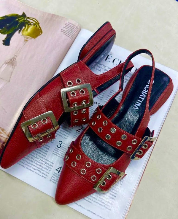 BALETA YUNA - CUERO ROJO - CALZADO CACHATINA