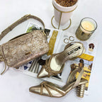 BOLSO CACHATINA - CELESTA BAG - CUERO DEJAVU DORADO