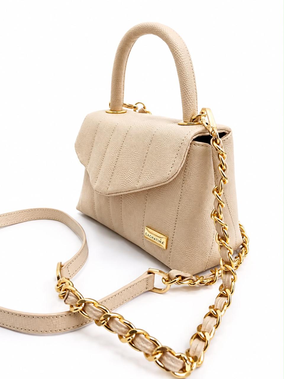 BOLSO CACHATINA - CITY BAG - CUERO PERGAMINO