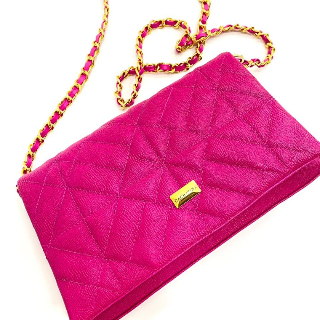 BOLSO CACHATINA - KLOE BAG - CUERO FUCSIA