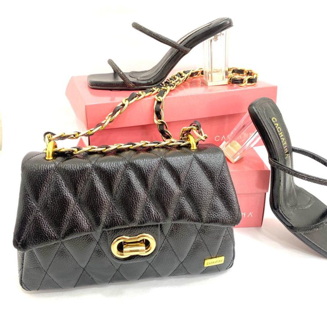 BOLSO CACHATINA - RIVER BAG - CUERO NEGRO
