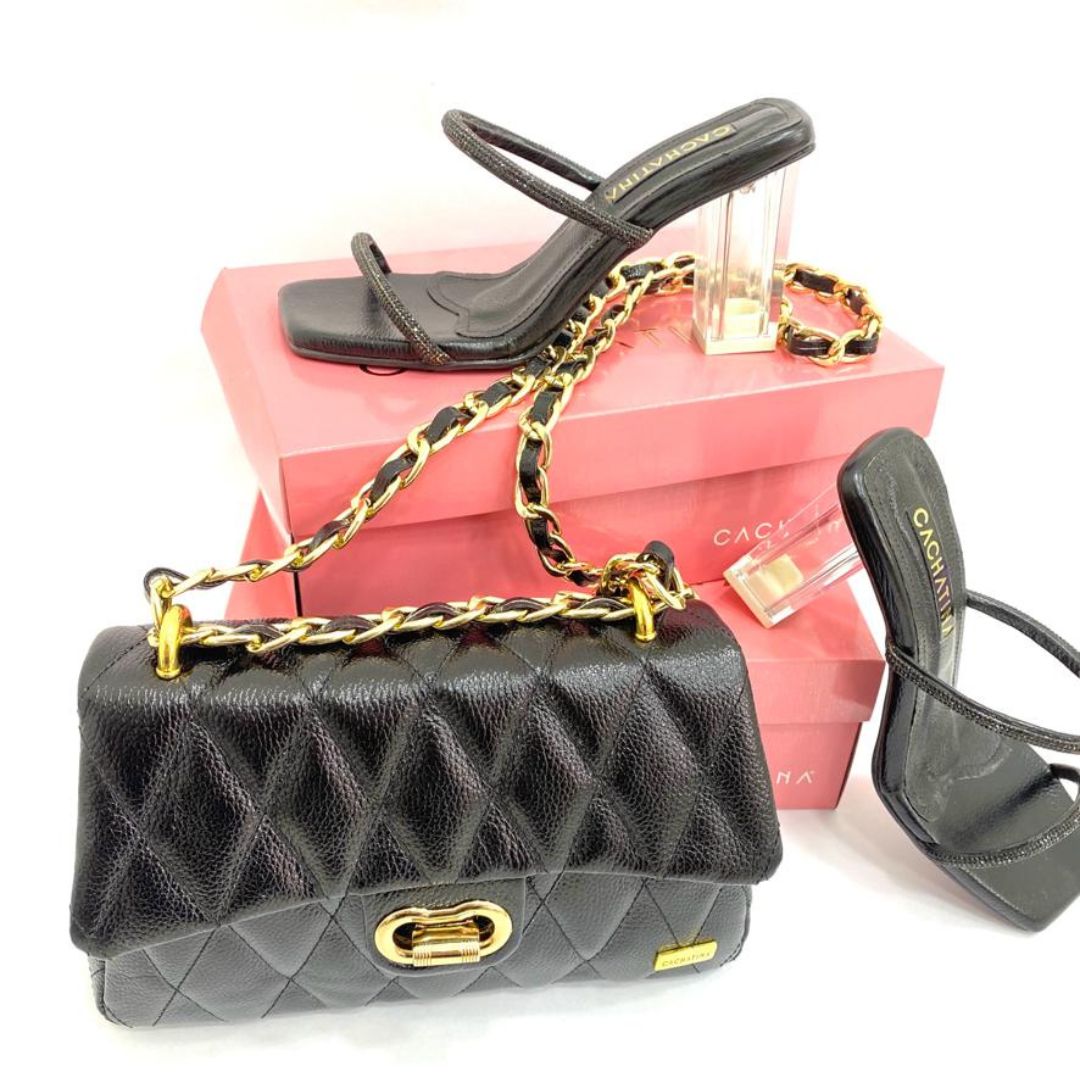BOLSO CACHATINA - RIVER BAG - CUERO NEGRO