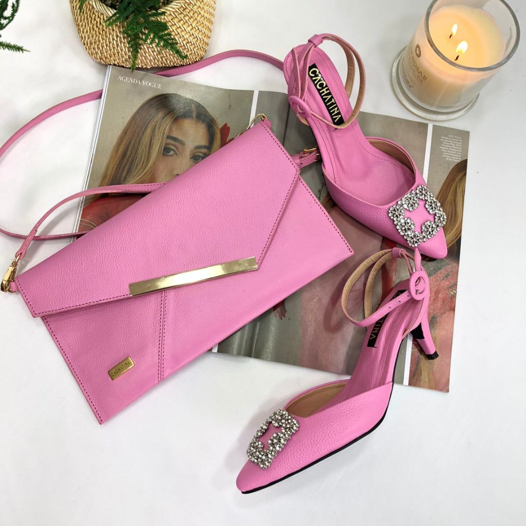 BOLSO CACHATINA - SOBRE FIESTA - CUERO ROSA BARBIE
