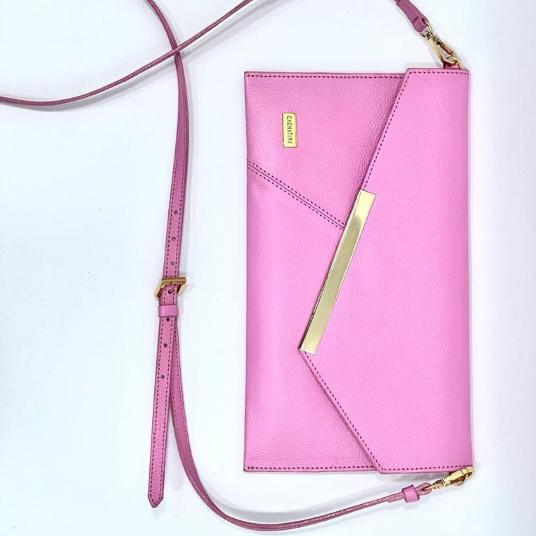 BOLSO CACHATINA - SOBRE FIESTA - CUERO ROSA BARBIE