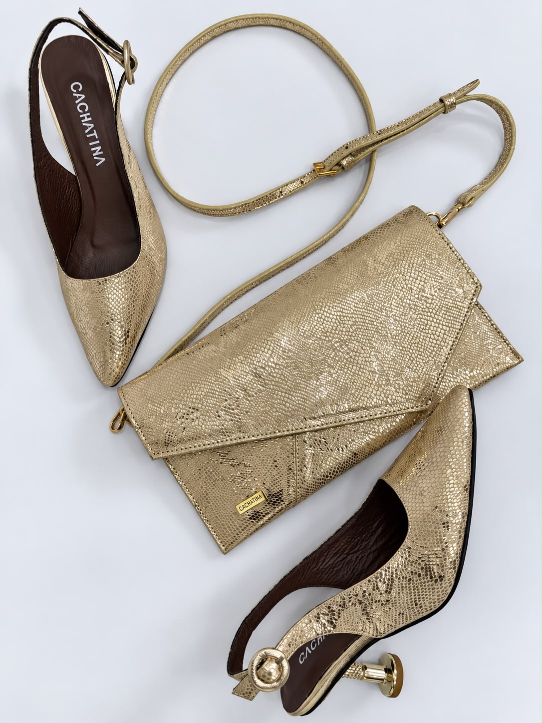 BOLSO CACHATINA - SOBRE FIESTA - CUERO DORADO VIDF 434