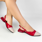 CALZADO CACHATINA - ZUECO MUJER - EMMA - CUERO ROJO X BAMBY NUDE
