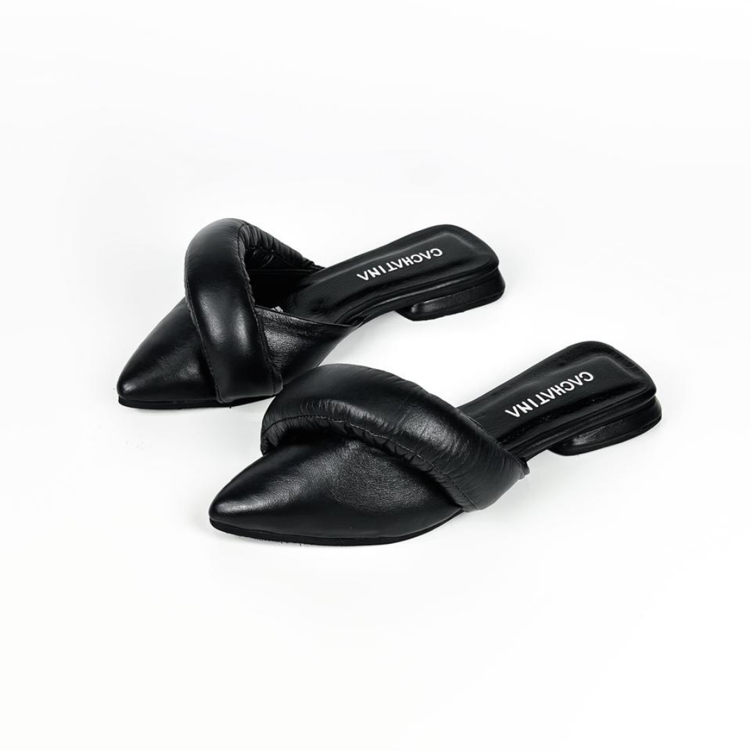 CALZADO CACHATINA - ZUECO MUJER - NOVA - CUERO CONFECCION NEGRO